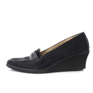 Salvatore Ferragamo ローファー スリッポン スクエアトゥ ウェッジソール ガンチーニ柄 7.5C ブラック