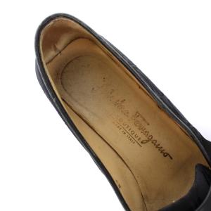 Salvatore Ferragamo ローファー スリッポン スクエアトゥ ウェッジソール ガンチーニ柄 7.5C ブラック