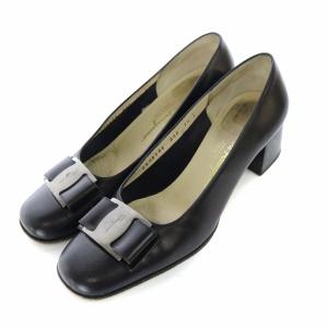 ヴァラ チャンキーヒールパンプス ブラック