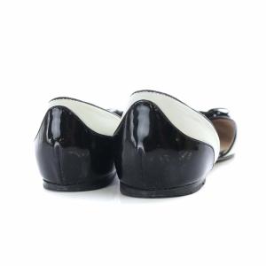 Salvatore Ferragamo パンプス フラット ヴァラ リボン エナメル レザー 5 22.5cm ブラック ホワイト