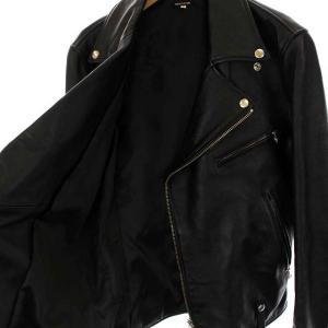 FREAK'S STORE ダブル ライダース ジャケット ラムレザー 羊革 革ジャン ジップアップ M ブラック