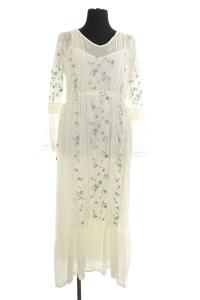 21SS 小花刺繍ニットワンピース ホワイト