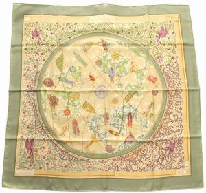 カレ90 www.hermes.com エルメスドットコム シルク ライトグリーン ベージュ