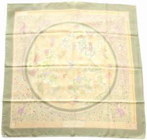 HERMES カレ90 www.hermes.com エルメスドットコム シルク ライトグリーン ベージュ