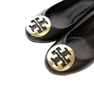 TORY BURCH パンプス ウェッジソール ハイヒール ラウンドトゥ ロゴ金具 レザー 6M 23cm 黒 ブラック