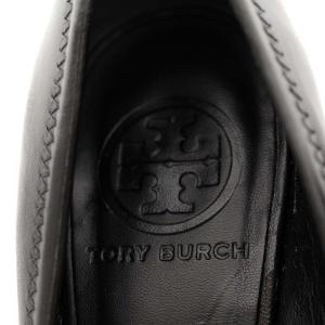 TORY BURCH パンプス ウェッジソール ハイヒール ラウンドトゥ ロゴ金具 レザー 6M 23cm 黒 ブラック