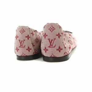 LOUIS VUITTON バレエシューズ フラット モノグラムデニム リボン 38.5 赤