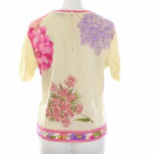 LEONARD FASHION カットソー 半袖 ニット切替 花柄 L ベージュ