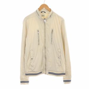 ジップアップジャケット ジャンパー 裾ライン ナイロン XL ライトベージュ