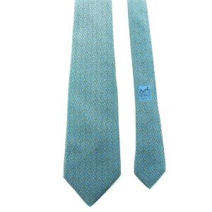 HERMES Hロゴシルクネクタイ ブルー
