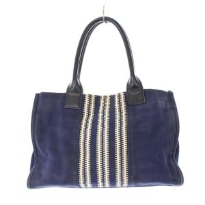 TORY BURCH トートバッグ ハンドバッグ キャンバグ ロゴ キャンバス ネイビー ホワイト