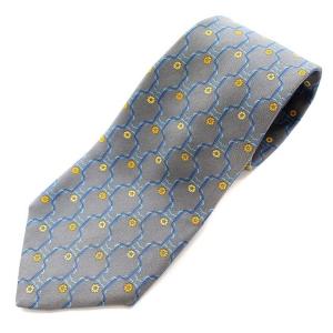 フランス製 ネクタイ シルク 花柄 総柄 グレー ネイビー