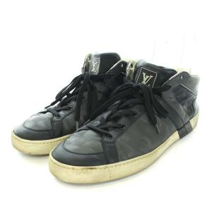 LOUIS VUITTON ダミエ ミドルカットスニーカー レザー 7.5 ブラック