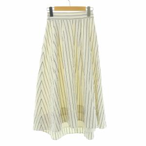 7SS ストライプ フレアスカート ロング 36 S オフホワイト