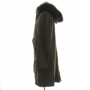 Diagram GRACE CONTINENTAL ノーカラーコート ロング フード 比翼 ボアファー ウール 36 S カーキ