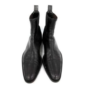 D&G ショートブーツ サイドゴア ストレートチップ メダリオン レザー 8 黒