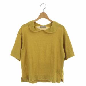 20SS ラウンドカラーリネンニットカットソー 2 マスタード