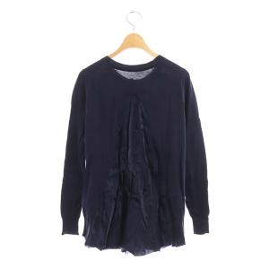 sacai 17SS カーディガン 長袖 異素材切替 チュール コットン 1 ネイビー