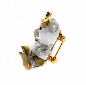 SWAROVSKI スキューバ クリスタル くま ブローチ クリア ゴールド