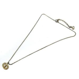 Christian Dior ヴィンテージ ネックレス ペンダント CDロゴ ラインストーン ゴールド色