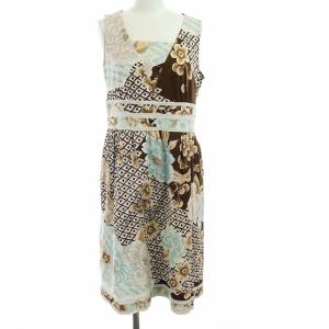 FASHION ノースリーブ ワンピース ひざ丈 総柄 マルチカラー