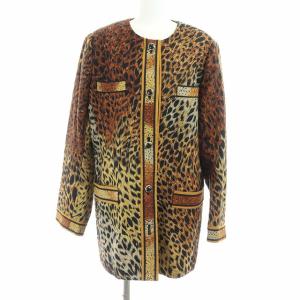 LEONARD FASHION ヴィンテージ スーツ セットアップ ジャケット スカート レオパード柄 L ブラウン