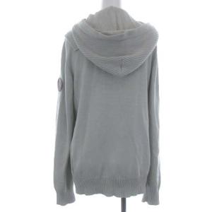 HUNTING WORLD ニットジャケット ダブル フード リブ ワッペン 46 ライトグレー