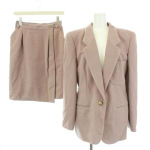スーツ セットアップ 上下 テーラードジャケット 総裏地 ラップスカート ひざ丈 42 ピンク