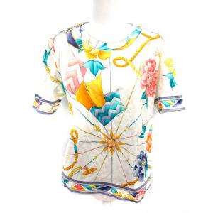 半袖花柄Tシャツ S ホワイト