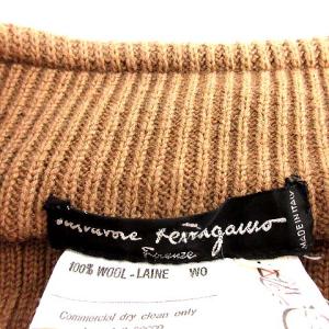Salvatore Ferragamo ニット テーラードジャケット ダブル リブ ウール L ブラウン
