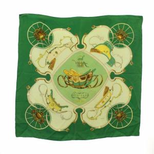 カレ SPRINGS ゆりかご柄 馬車柄 シルク 絹 グリーン ベージュ