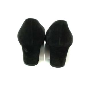 CHANEL カメリア ココマーク パンプス チャンキーヒール スエード 37C 23.5cm ブラック