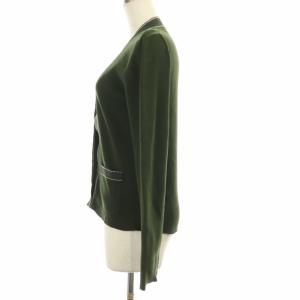 Salvatore Ferragamo ヴァラボタンノーカラーニットジャケット S グリーン
