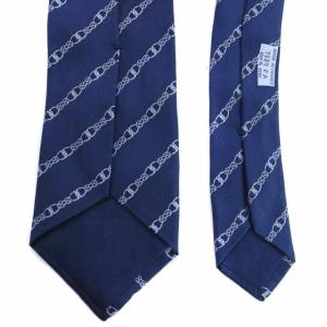 HERMES 総柄シルクネクタイ ブルー