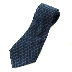 ネクタイ 総柄 シルク ネイビー