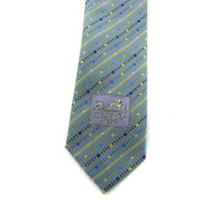 HERMES マルチストライプシルクネクタイ ブルー