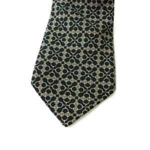 HERMES 7076 ネクタイ 総柄 シルク100% フランス製 ブラック グレー 