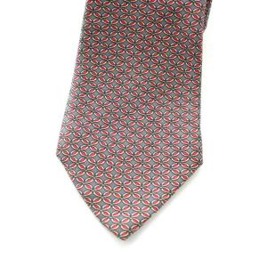 HERMES ネクタイ 総柄 シルク パープル レッド