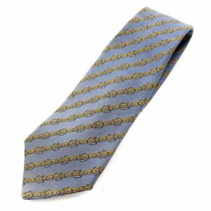 ネクタイ シルク チェーン柄 ストライプ ブルー