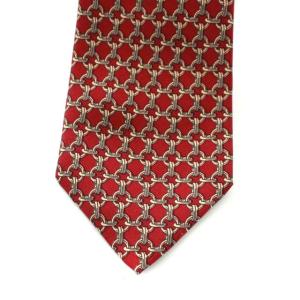 HERMES シルク総柄ネクタイ レッド