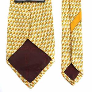 Salvatore Ferragamo ネクタイ レギュラータイ 総柄 鳥 シルク イエロー