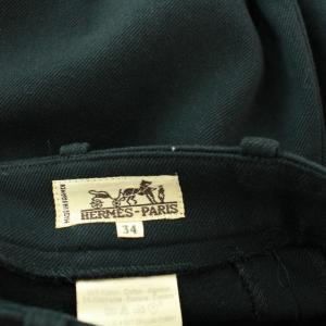 HERMES セリエボタン 金ボタン テーパードパンツ フランス製 34 ブラック