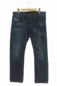 BUSTER デニムパンツ テーパード ボタンフライ ダメージ加工 W30L30 ネイビー