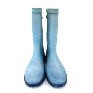 CHANEL ココマークドットレインブーツ 37/4 ライトブルー