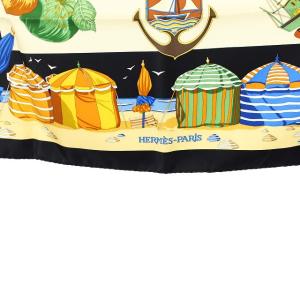 HERMES カレ90 CHARMES DES PLAGES NORMANDES ノルマンディ海岸の魅力 ブラック