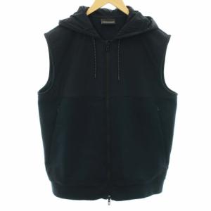 ベスト 前開き ジャケット ノースリーブ アウター フード フーディ XXL 紺 ネイビー