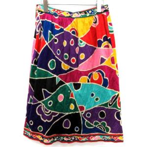 LEONARD ヴィンテージ スカート ひざ丈 台形 総柄 72 マルチカラー