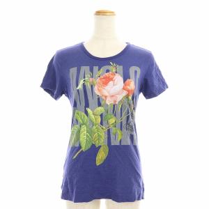 ANGLOMANIA Tシャツ カットソー 半袖 プルオーバー ロゴ 花柄 S ブルー グレー