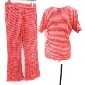 Ron Herman RHC セットアップ ブラウス ワイドパンツ ロング チェック ストレッチ レッド