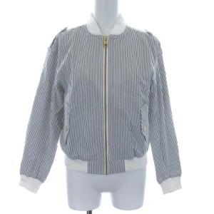 ジャケット リブ ストライプ 38 M グレー ホワイト